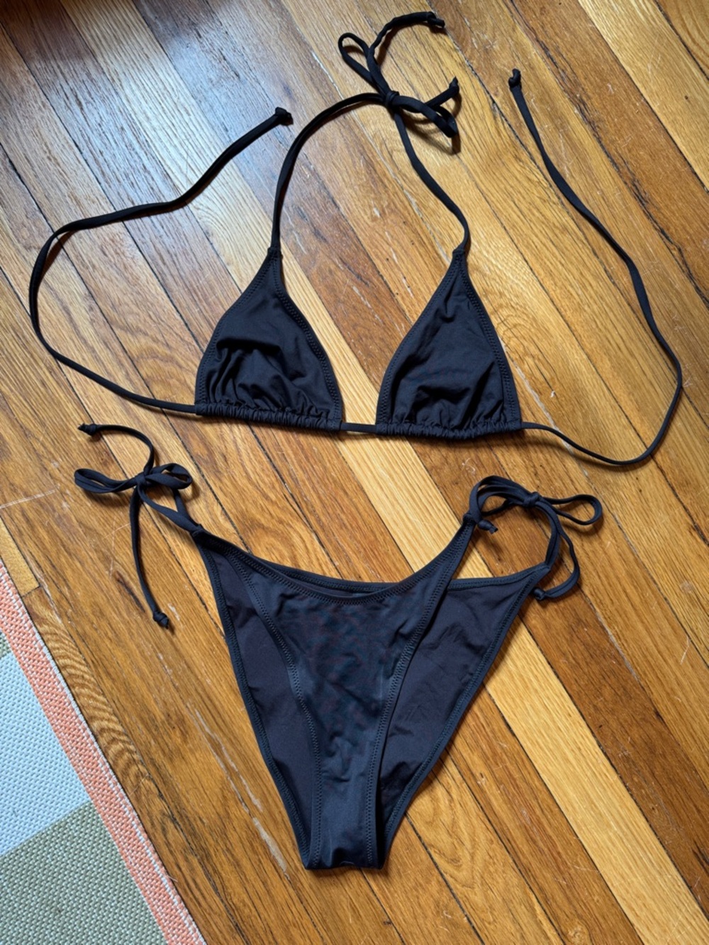 SKIMS Black String Triangle Bikini Set